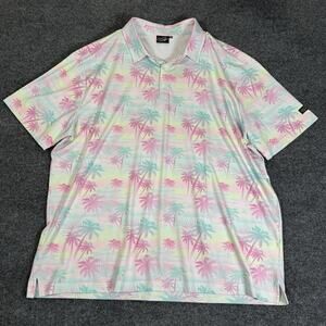 SUNDAY SWAGGER Pastel Hawaiian MIAMI VICE Golf Polo Shirt Men’s Size 3XL Pink